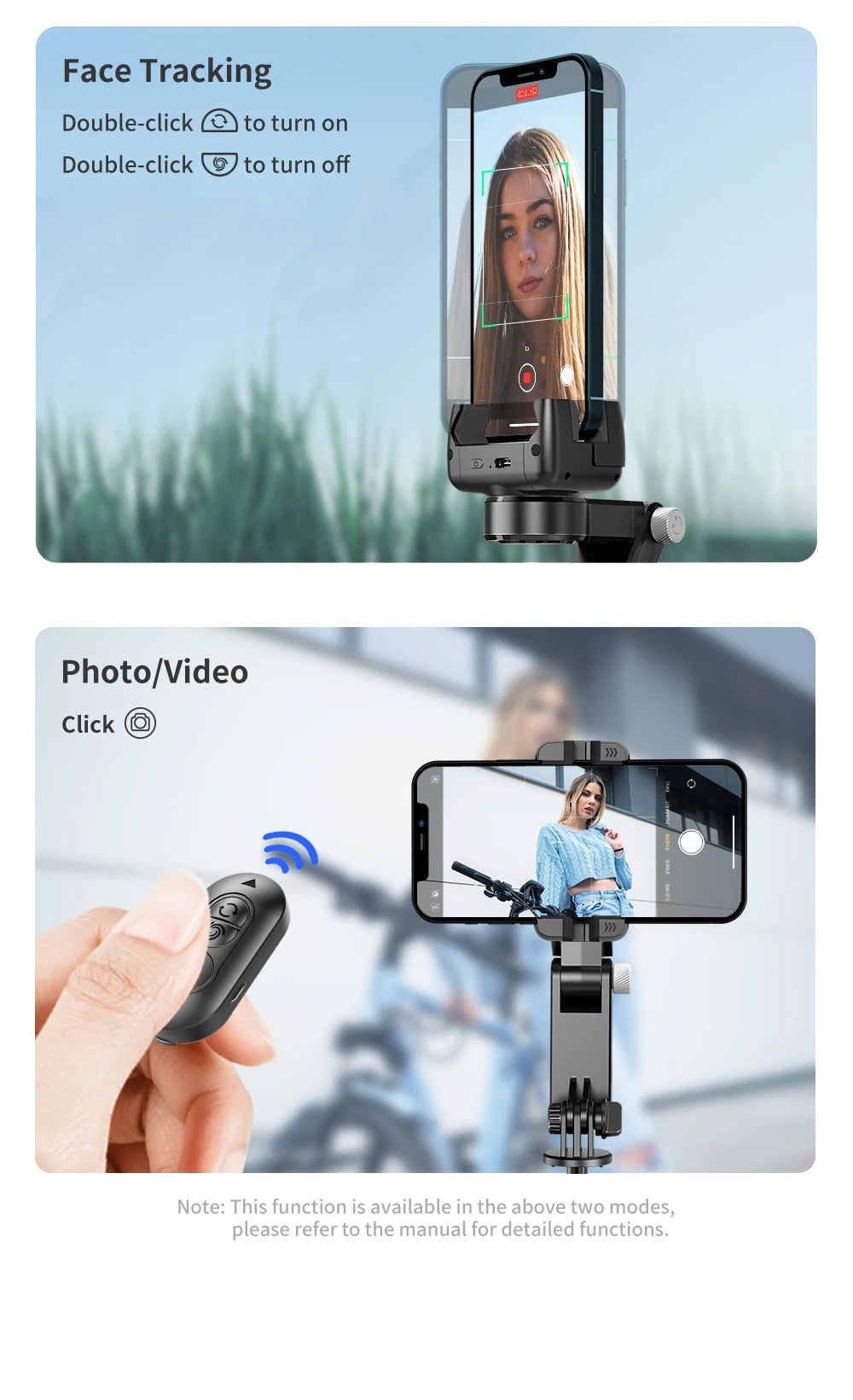 360 Rotation Following Shooting Mode Gimbal Stabilizer Selfie Stick Tripod Gimbal For iPhone Phone Smartphone Live Photography