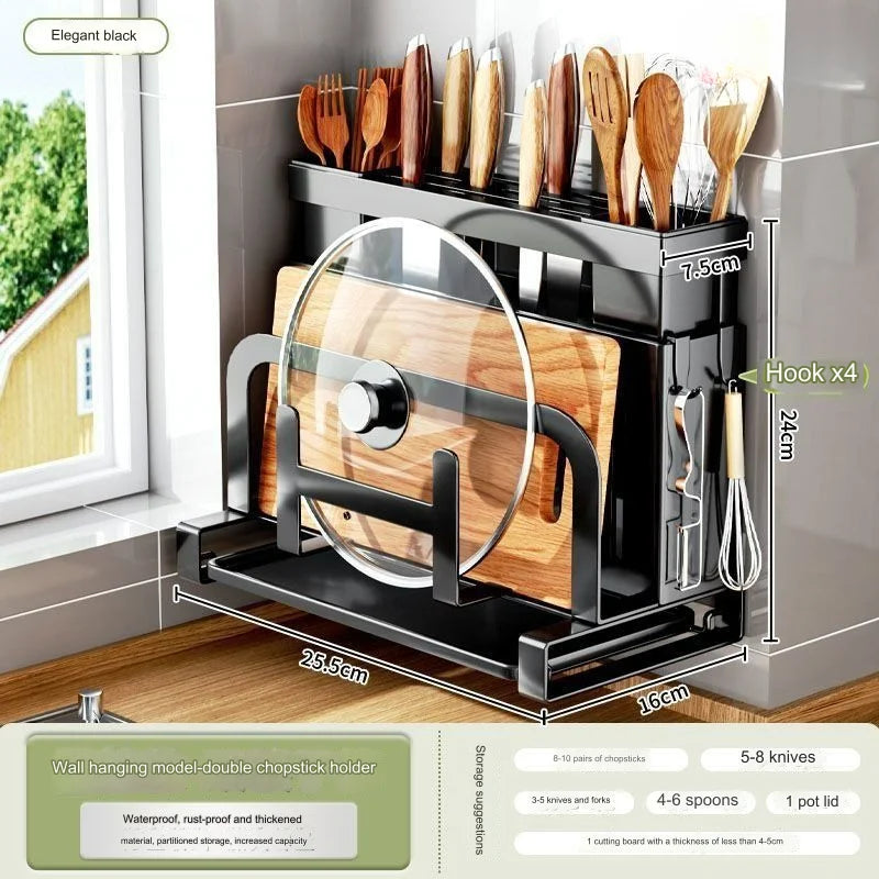 Kitchen Knife Rack Storage Rack for Kitchen Knives, Chopsticks, Cutting Boards, Pot Lids, Cutting Boards, Multifunctional Knives