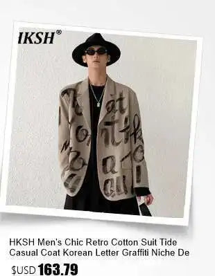 HKSH Men's Tide Streetwear Jeans RO Style Women's Autumn Winter Urban Spiral Track Twisted Large Zipper Dark Denim Pants HK1407