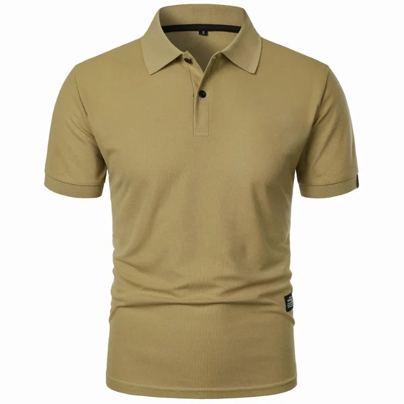 Summer Solid Color Polo Shirt Men's Short Sleeve Button Tshirts Lapel Lightweight  Streetwear Sport Casual Tops