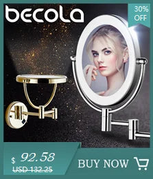 BECOLA Double Side Bathroom Folding Brass Shave Makeup Mirror Gold Plated Wall Mounted Dual Arm Extend Bath Mirror BR-6738