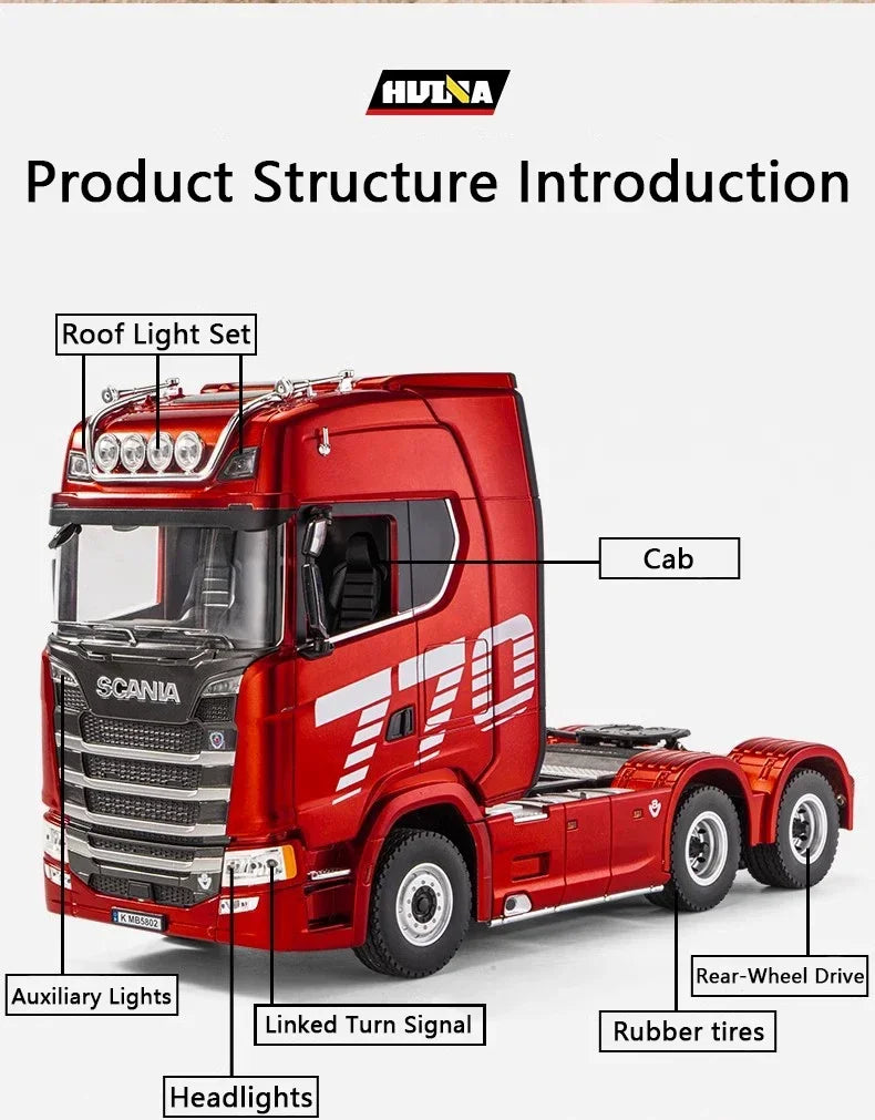 HUINA 1501 770S Scania Alloy Tractor 19CH RC Truck 1/18 2.4G remote control Engineering Trailer Truck with Light and Sound Toys