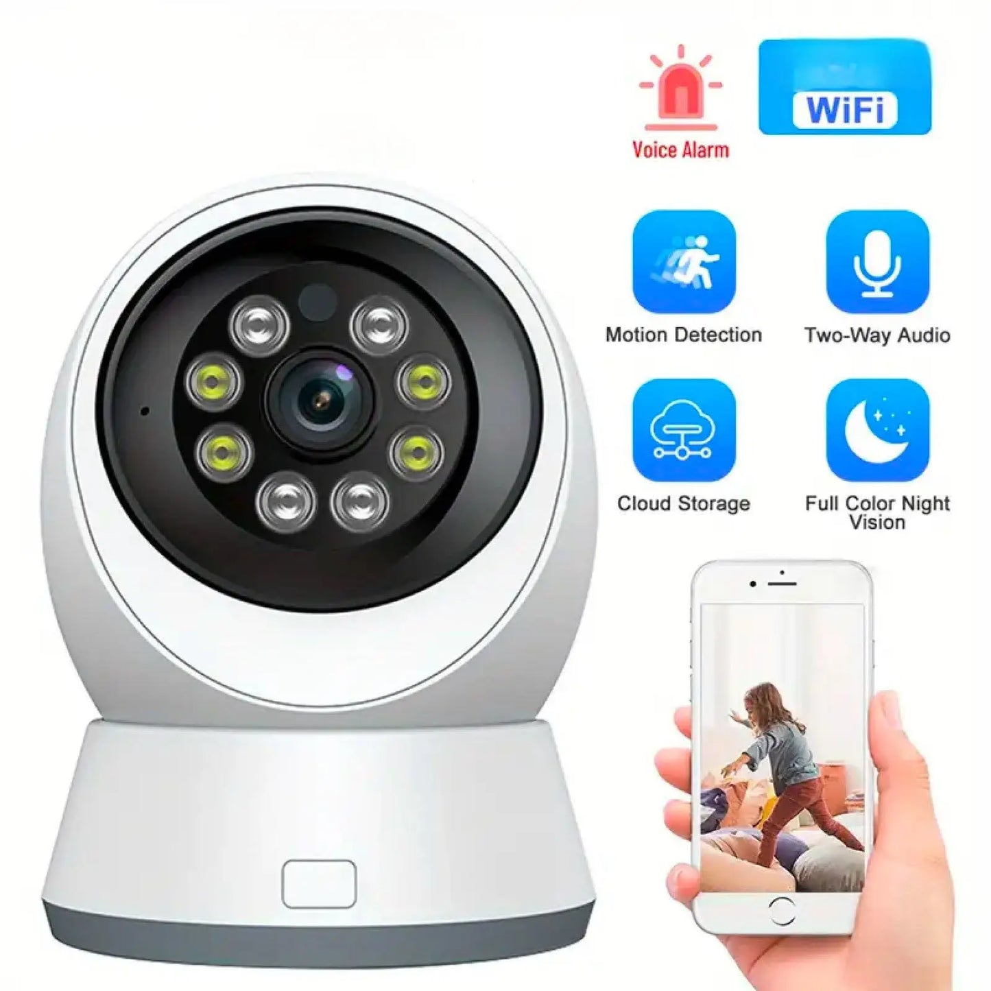 HD Home security cameras,Indoor security cameras with night vision, 2.4GWi-Fi,Two-Way Talk,Motion Alert,Multiple Storage Options