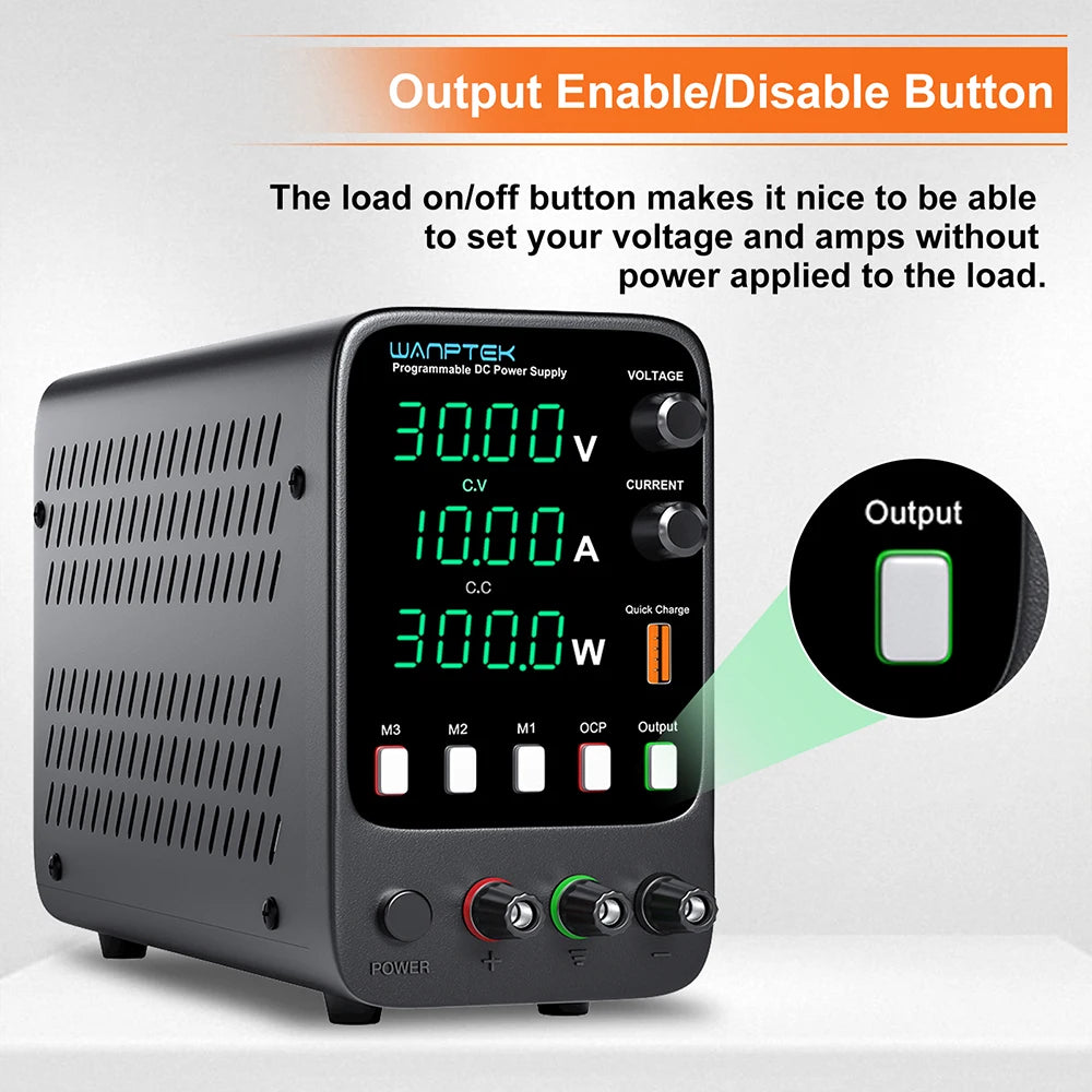 Wanptek Lab DC Power Supply Encoder adjustment Memory Adjustable 30V 10A Bench Power Source 160V 120V 60V 5A 3A Metal anodizing