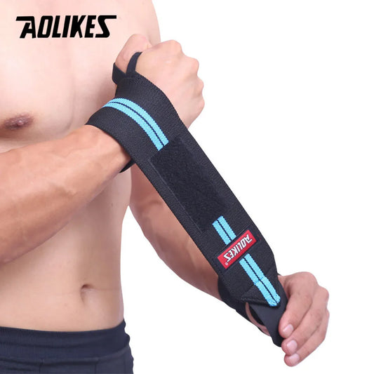 1PCS AOLIKES Wrist Support Gym Weightlifting Training Weight Lifting Gloves Bar Grip Barbell Straps Wraps Hand Protection
