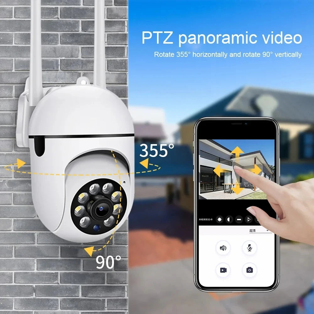 Home Security Camera 1080P HD Camera Surveillance Camera Night Vision Motion Detection Siren WiFi Remote Two-Way Audio Waterproo