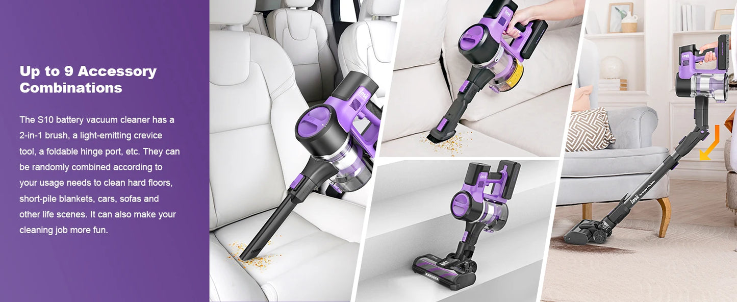 INSE S10 Cordless Vacuum Cleaner, 6-in-1 Stick Vacuum with 30Kpa 350W Suction, Max 50 Min Runtime Rechargeable Vacuum for Home