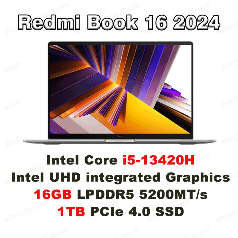 Xiaomi Laptop RedmiBook 16 Intel UHD i5-12450H/i5-13500H 16G 512G/1T SSD 16-inch 60Hz/120Hz Sreen Mi Notebook