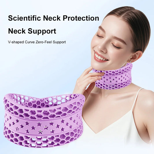 Soft Silicone Neck Support Adjustable Neck Support Cervical Neck Protector for Sleep Relief Neck Pain Breathable Neck Support