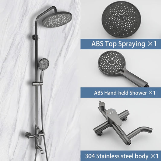 ULA Bathroom Faucet Brushed/Black Rain Shower Head Bath Faucet Wall Bathtub Shower Mixer Tap Shower System Shower Faucet Set