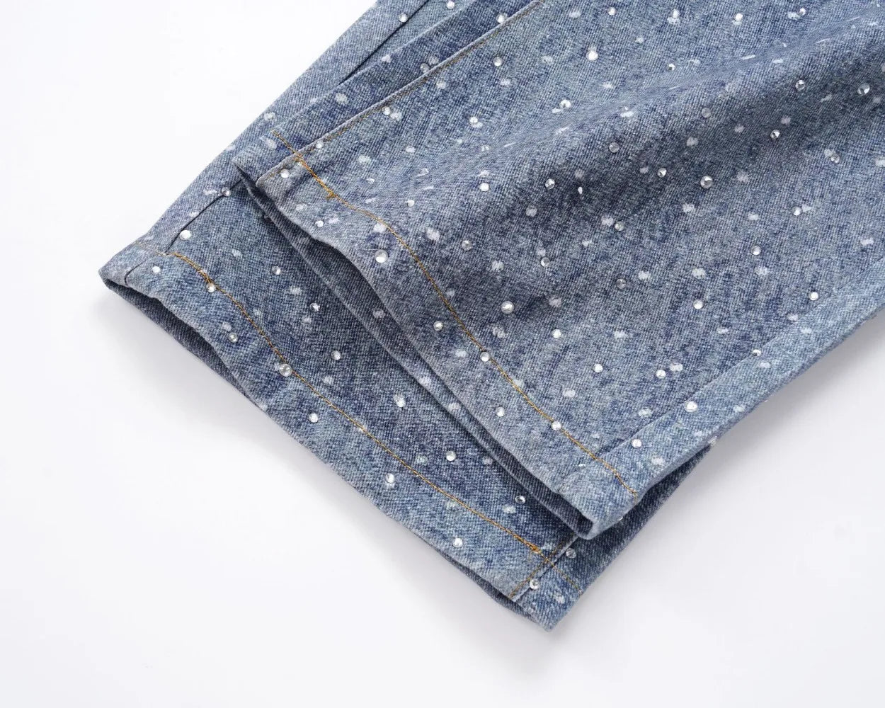 Tung Sung Full Diamond Printing Diamond Belt Wash Casual Loose Straight Jeans Hip Hop Y2k Men’s Jeans