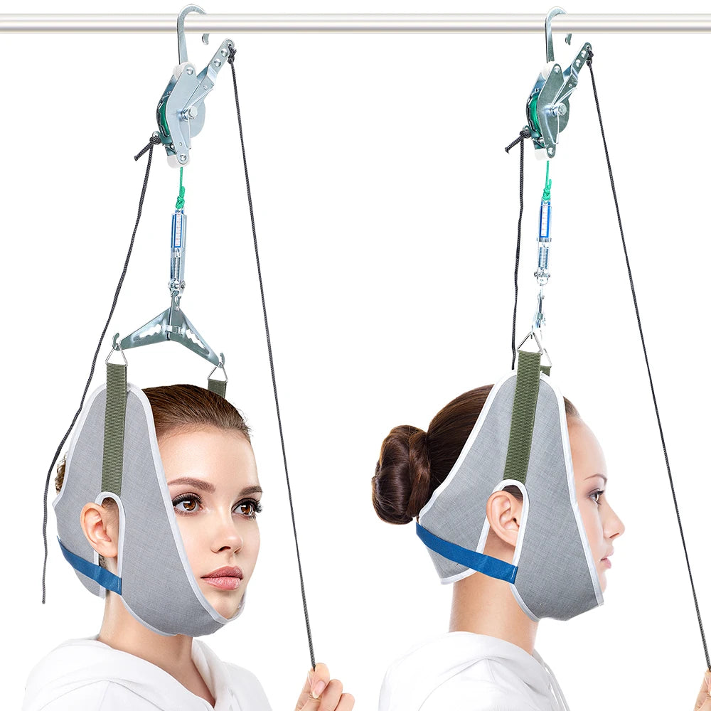 Over Door Hanging Neck Traction Kit Cushion Belt Brace Adjustable Cervical Correction Stretcher Back Head Massager