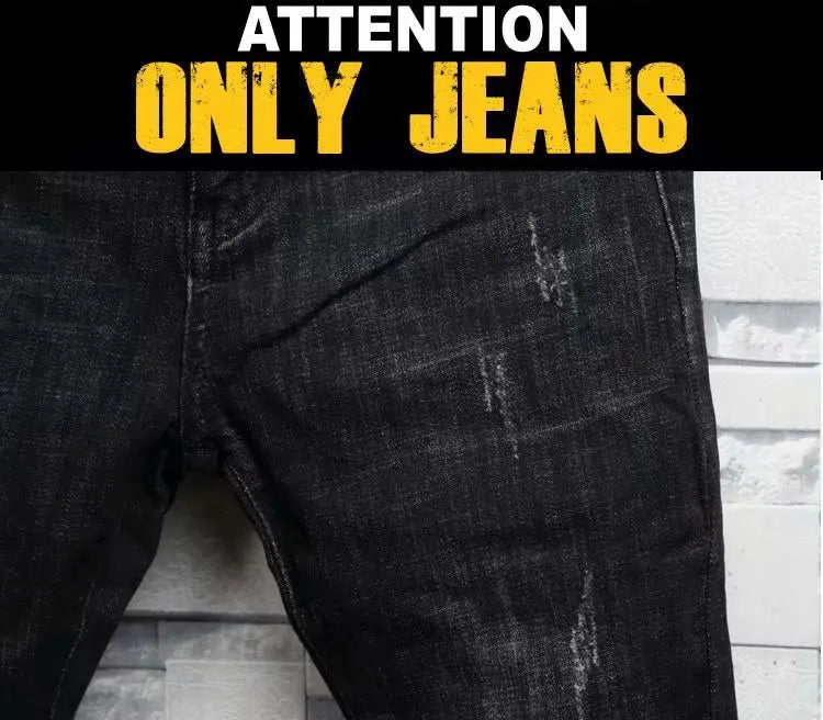 Man's Summer New Elastic Slim Fit Korean Spirit Guy Leggings Skinny Black Denim Jeans Casual Men Designer Ripped Pants