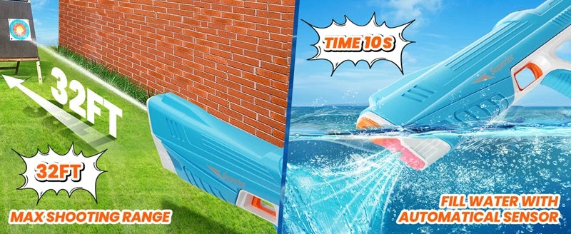 Full  Automatic Electric Water Gun Toys 43cm Portable Children Adult Summer Beach Outdoor Fight Fantasy Toys for Boys Kids Game