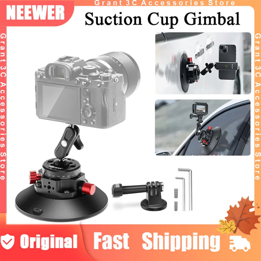 NEEWER CA013 Camera Suction Cup Gimbal Stand with Ball Head Magic Arm for Cameras Action Camera Phone Car Windshield Dash Mount