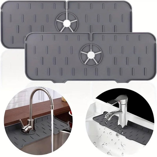 Faucet Absorbent Mat Silicon Kitchen Sink Splash Guard Drain Pad Water Splash Catcher Mats Countertom Countertop Protect Gadgets