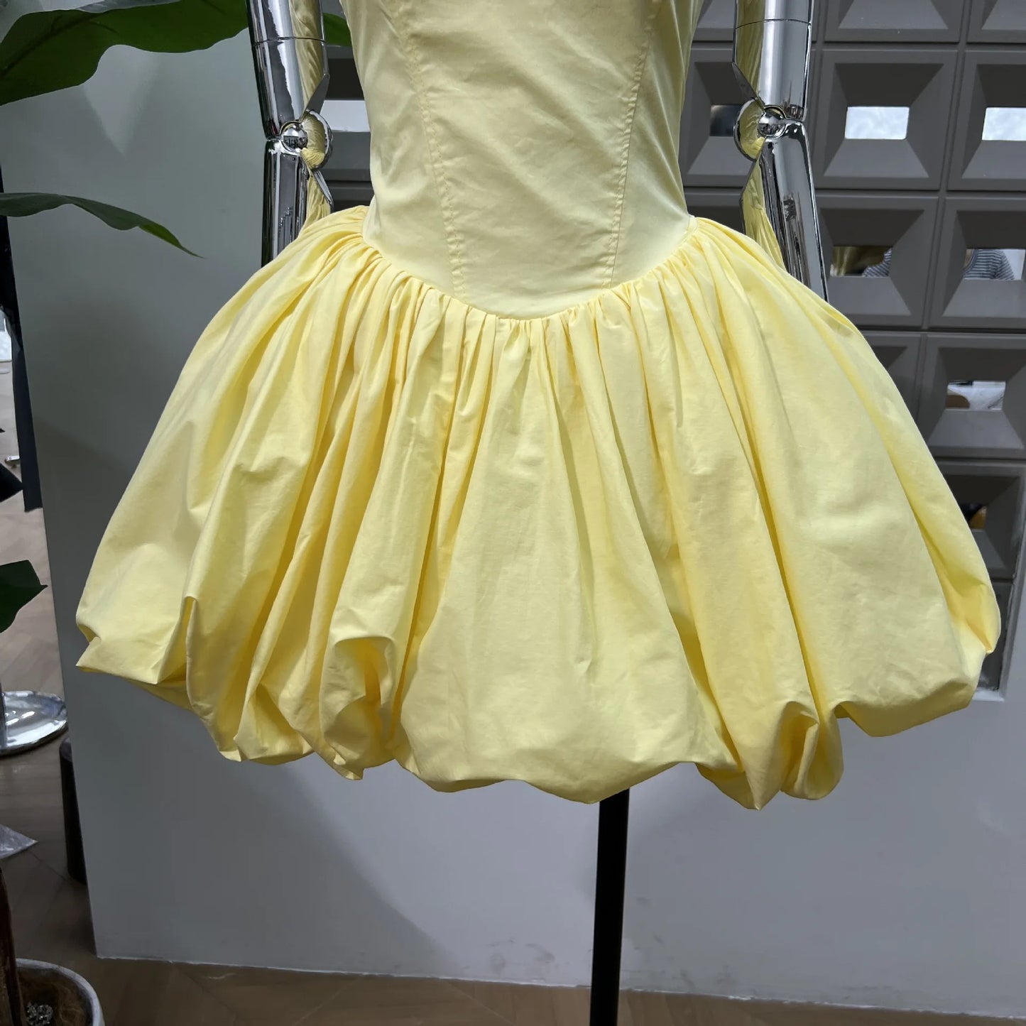 Yellow Sequar Collar Sleeveless Party Short Dress for Women 2025 Summre New Elegant High Waist Evening Dresses Women's Clothes