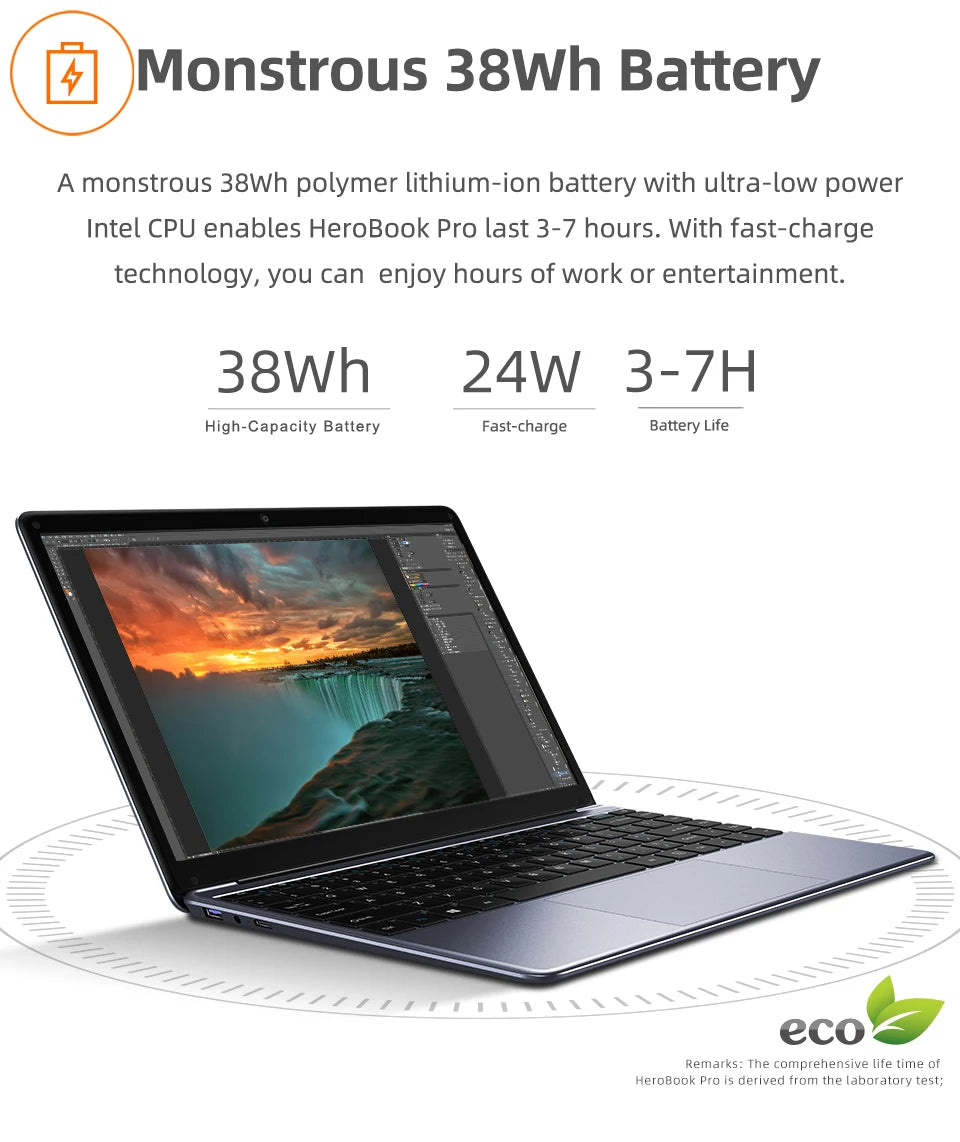 CHUWI HeroBook Plus 15.6'' Laptop 256GB SSD 8GB RAM, Windows 11 Laptop, 1TB SSD Expand, Intel Celeron N4020, 2K FHD IPS Display