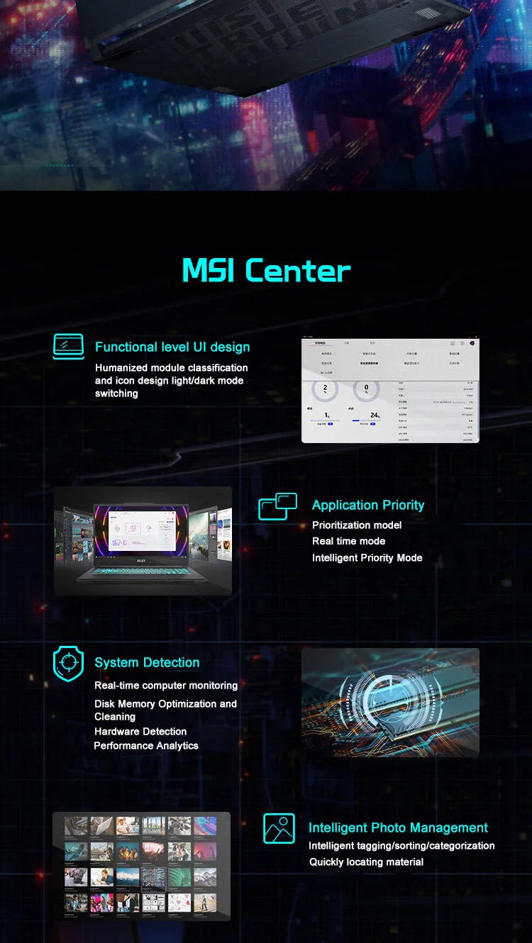 2024 MSI Cyborg 15 Gaming Laptop 15.6 Inch QHD 165Hz IPS Screen Netbook i7-13620H 16GB 512GB RTX4050 Gaming Notebook Computer