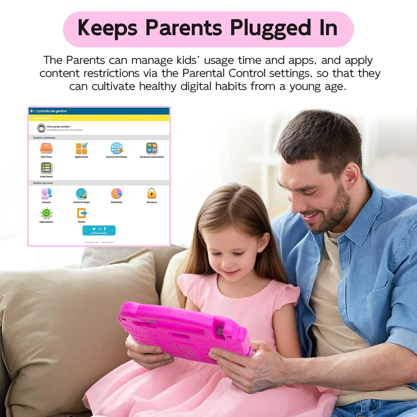ANRY 10.1 Inch Kids Tablet 8GB(4+4 Expand) RAM 64GB ROM CPU A523 2.0GHZ 5000Mah Octa-Core Learning Education Children's Tablets