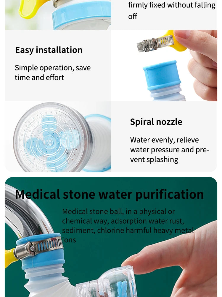 Faucet Filter Splash Proof 360 Degrees Rotatable Retractable Faucet Extender Universal Kitchen Maiwanshi Filter Water Purifier