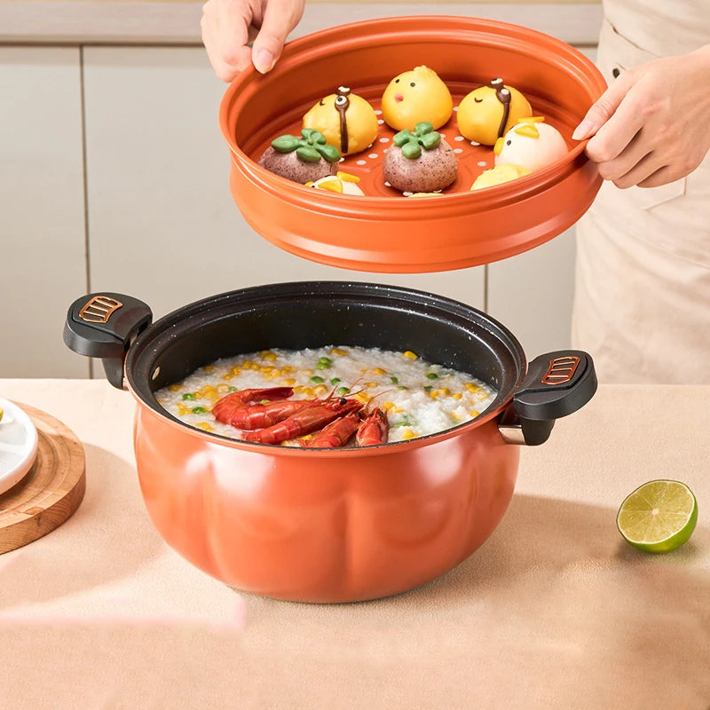 Pumpkin Pot Multifunctional Cast Iron Slight Pressure Cooker Braise Boil Steam Stew Nonstick Pots Cooking Pots