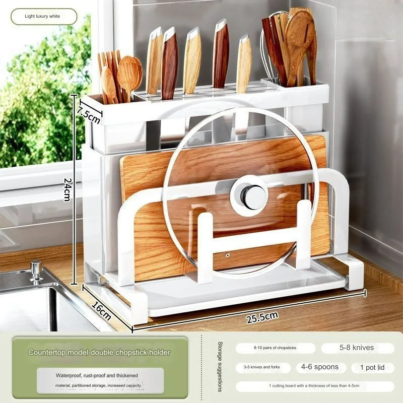 Kitchen Knife Rack Storage Rack for Kitchen Knives, Chopsticks, Cutting Boards, Pot Lids, Cutting Boards, Multifunctional Knives