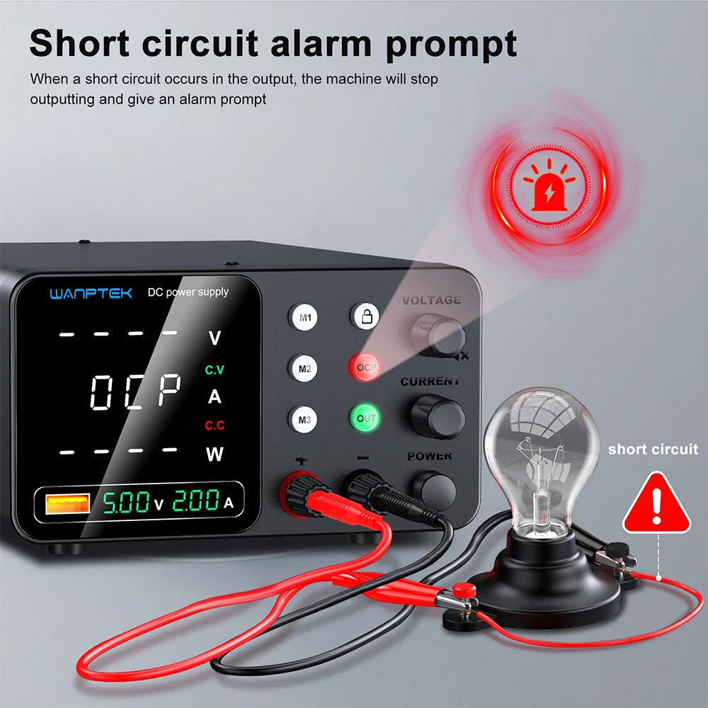 Wanptek Lab DC Power Supply Encoder adjustment Memory Adjustable 30V 10A Bench Power Source 160V 120V 60V 5A 3A Metal anodizing
