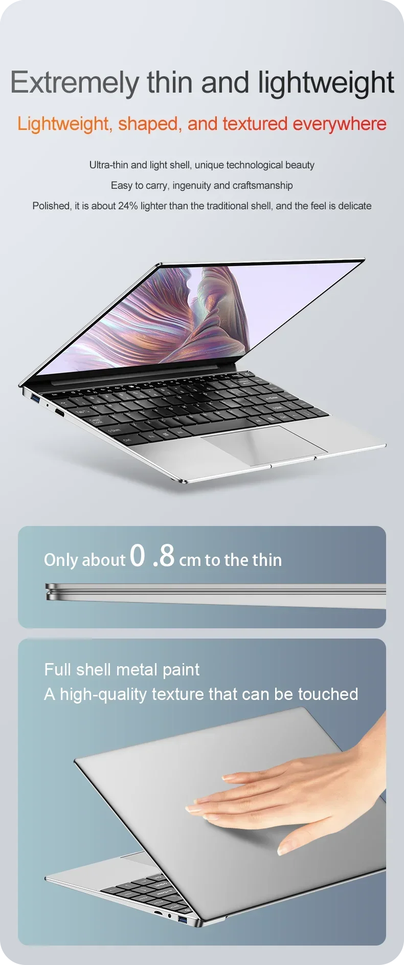 14.1" Laptop Windows 11 Pro Ultra Slim Notebook Gamer Intel Pentium N3700 16GB 1024GB 1920*1080 Display Office Study Computer PC