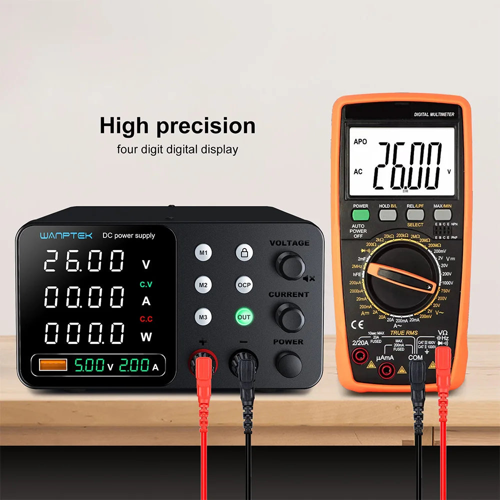 Wanptek Lab DC Power Supply Encoder adjustment Memory Adjustable 30V 10A Bench Power Source 160V 120V 60V 5A 3A Metal anodizing