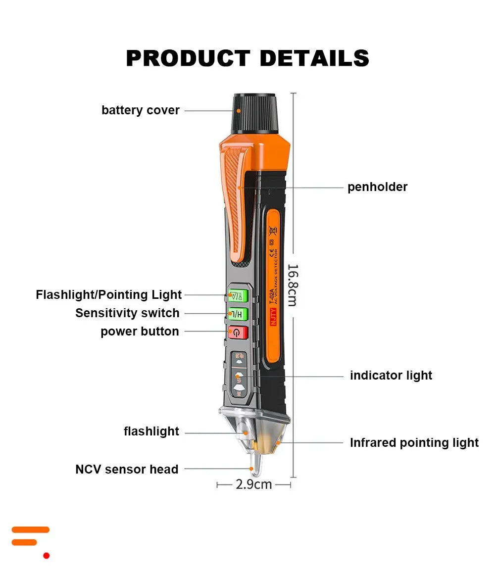 Non-Contact Voltage Detector Electrical 12-1000V Pen AC Voltage Tester Smart Breakpoint Finder