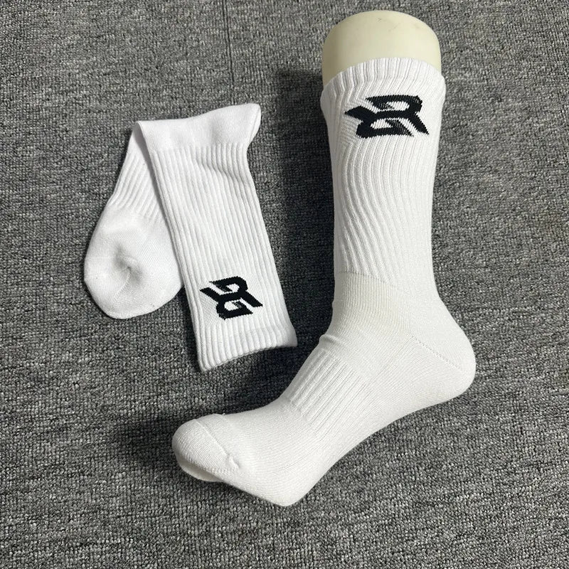 men's cotton 1 pair of shock-absorbing thick sports socks, white, black, gray, street skateboarding, basketball socks