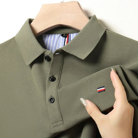 New Men's Casual Fashion Breathable Polo Shirt Comfortable Embroidered Top for Business And Leisure