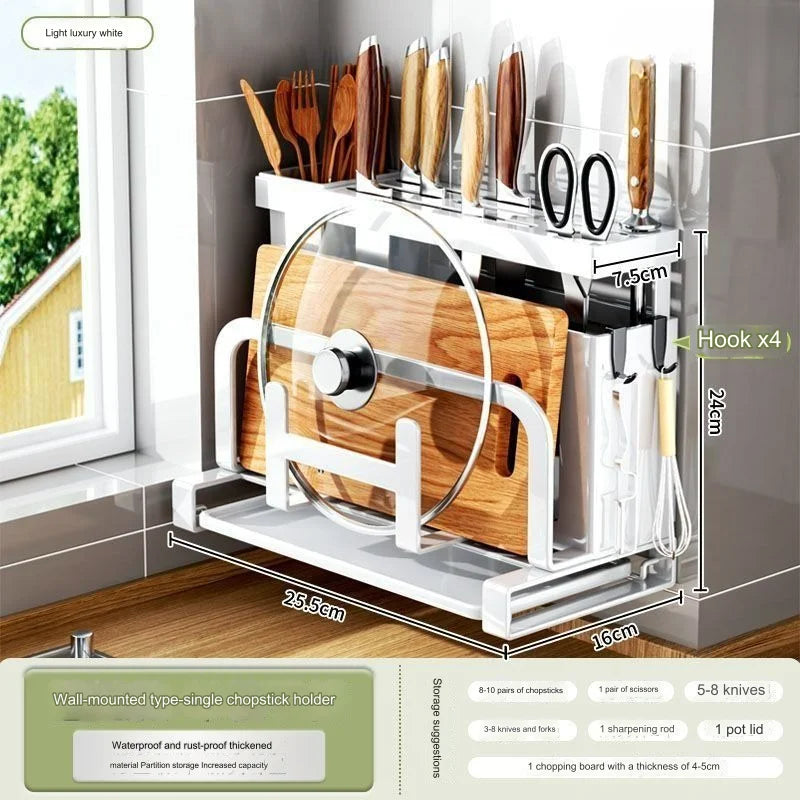 Kitchen Knife Rack Storage Rack for Kitchen Knives, Chopsticks, Cutting Boards, Pot Lids, Cutting Boards, Multifunctional Knives