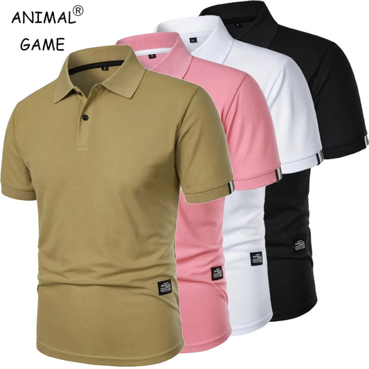 Summer Solid Color Polo Shirt Men's Short Sleeve Button Tshirts Lapel Lightweight  Streetwear Sport Casual Tops