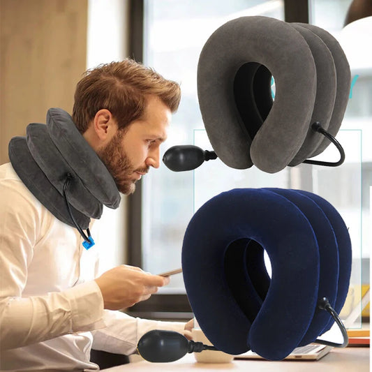 Neck Support Cushion Inflatable Air Cervical Neck Traction Device Body Relaxing Tractor Support Massage NECK Pillow