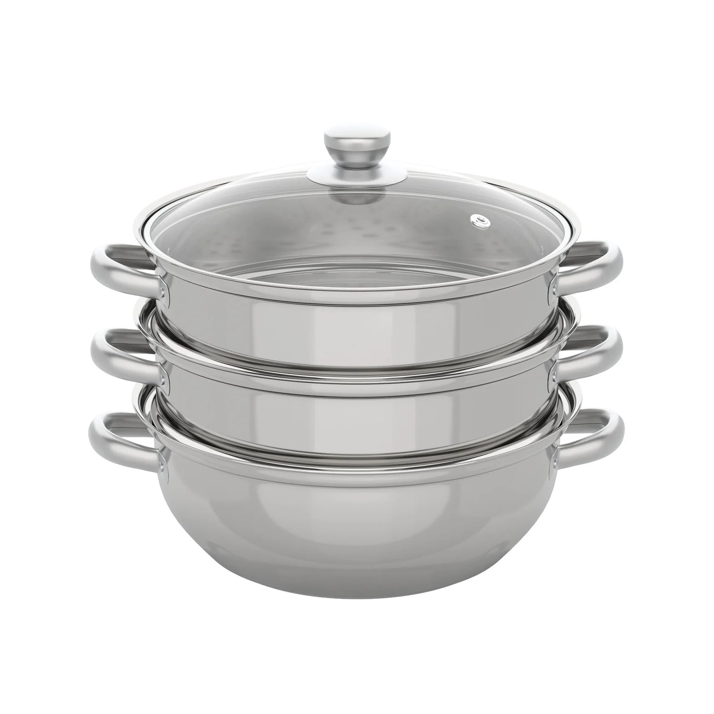 28CM 3-Tier Stainless Steel Thick Steamer Pot Soup Steam Pot Universal Cooking Pots for Induction Cooker Gas Stove