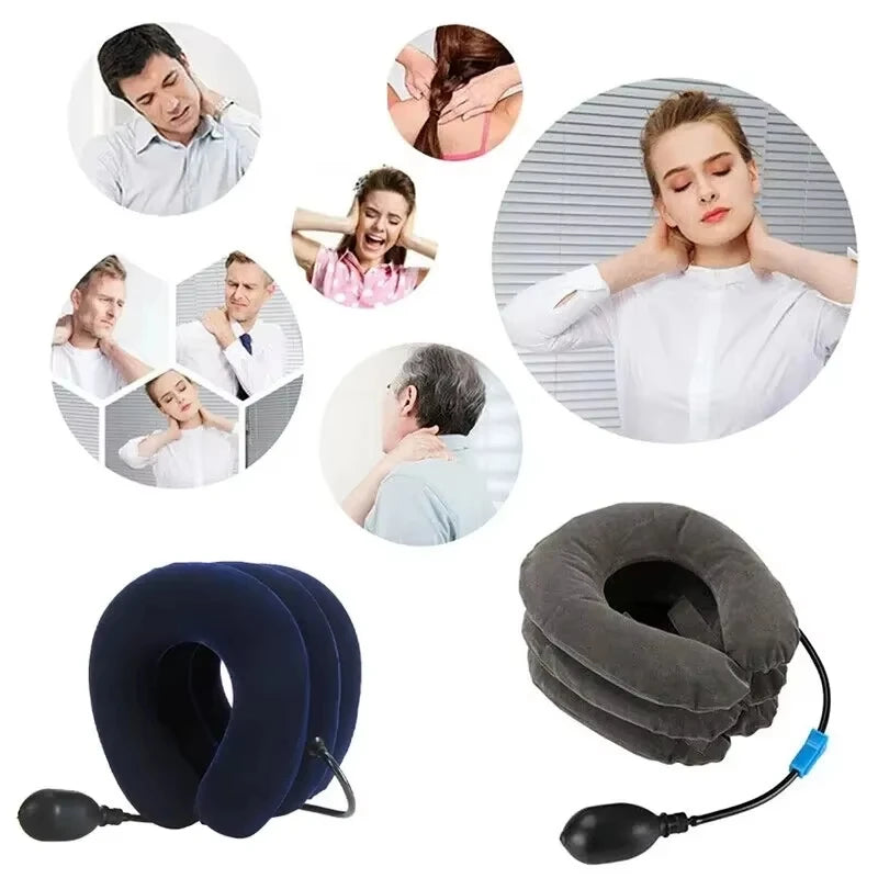 Neck Support Cushion Inflatable Air Cervical Neck Traction Device Pain Stress Relief Tractor Support Massage NECK Pillow Neck Su