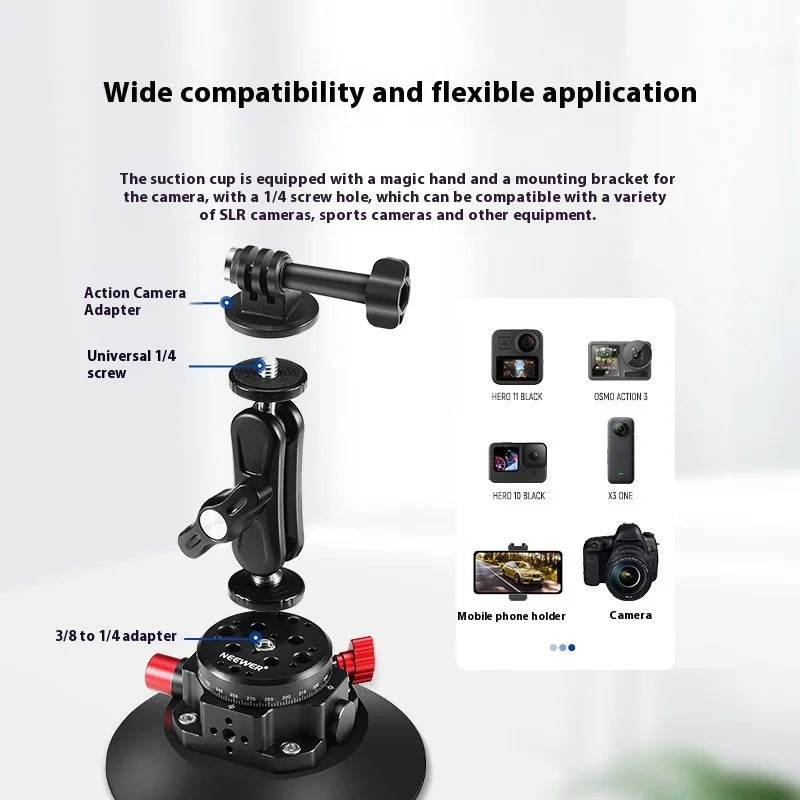 NEEWER CA013 Camera Suction Cup Gimbal Stand with Ball Head Magic Arm for Cameras Action Camera Phone Car Windshield Dash Mount