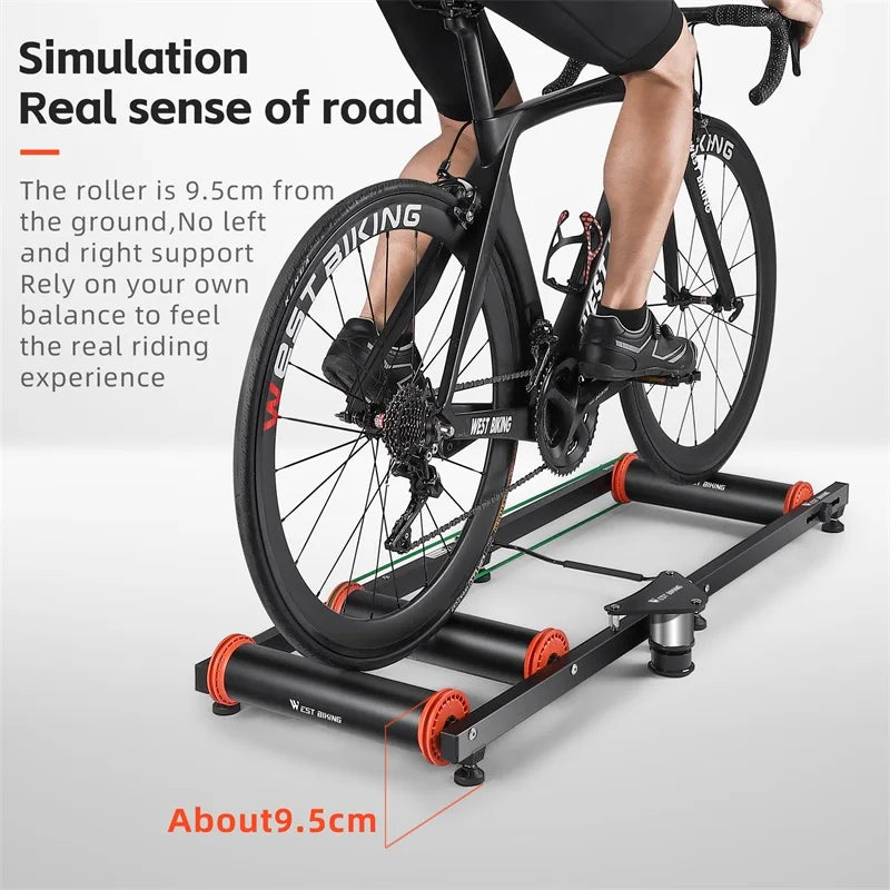 WEST BIKING Bike Rollers Trainers Indoor Home MTB Road Bicycle Exercise Training Stand Silent Foldable Adjustable Roller Trainer
