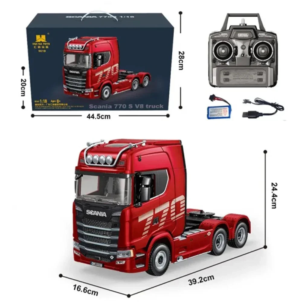 HUINA 1501 770S Scania Alloy Tractor 19CH RC Truck 1/18 2.4G remote control Engineering Trailer Truck with Light and Sound Toys