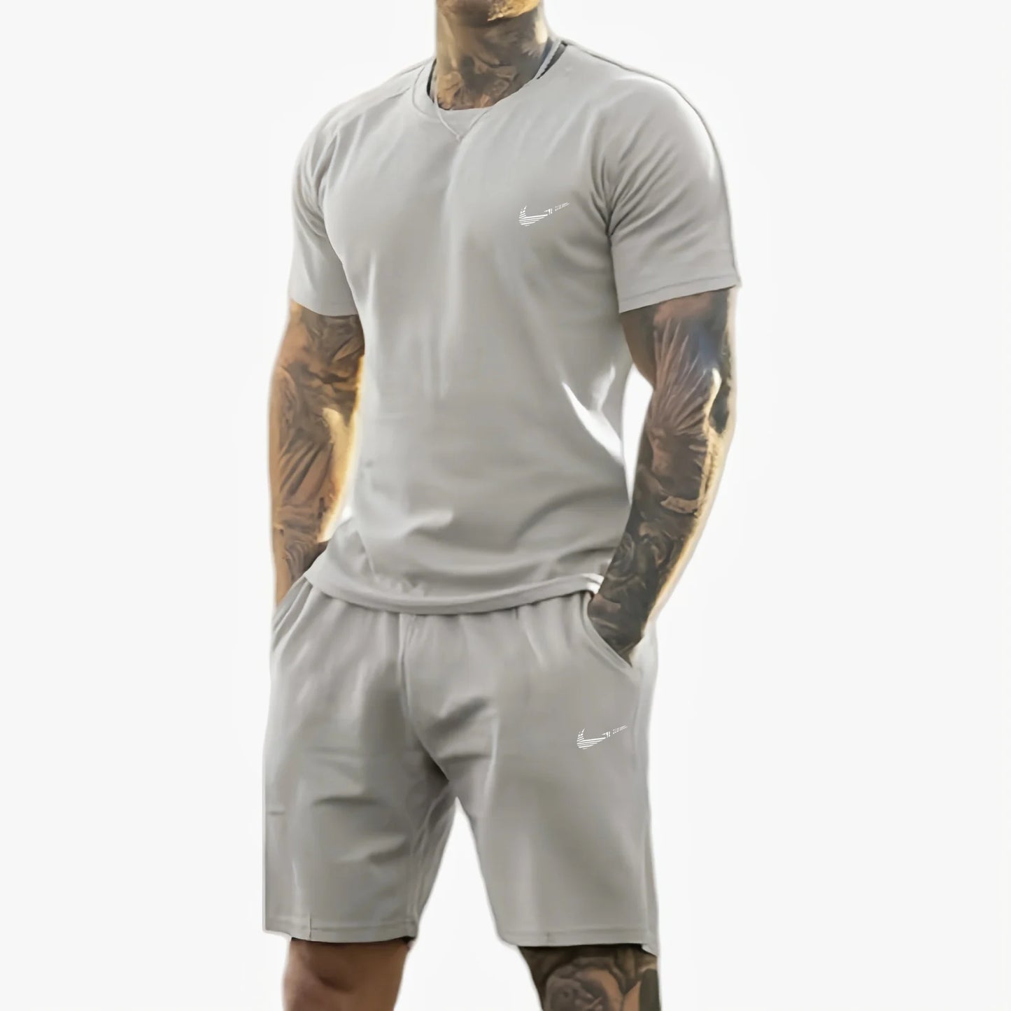 New summer 2025 men's wears printed short-sleeved T-shirt + shorts suit, casual sportswear, breathable outdoor casual men's T-shirt,
