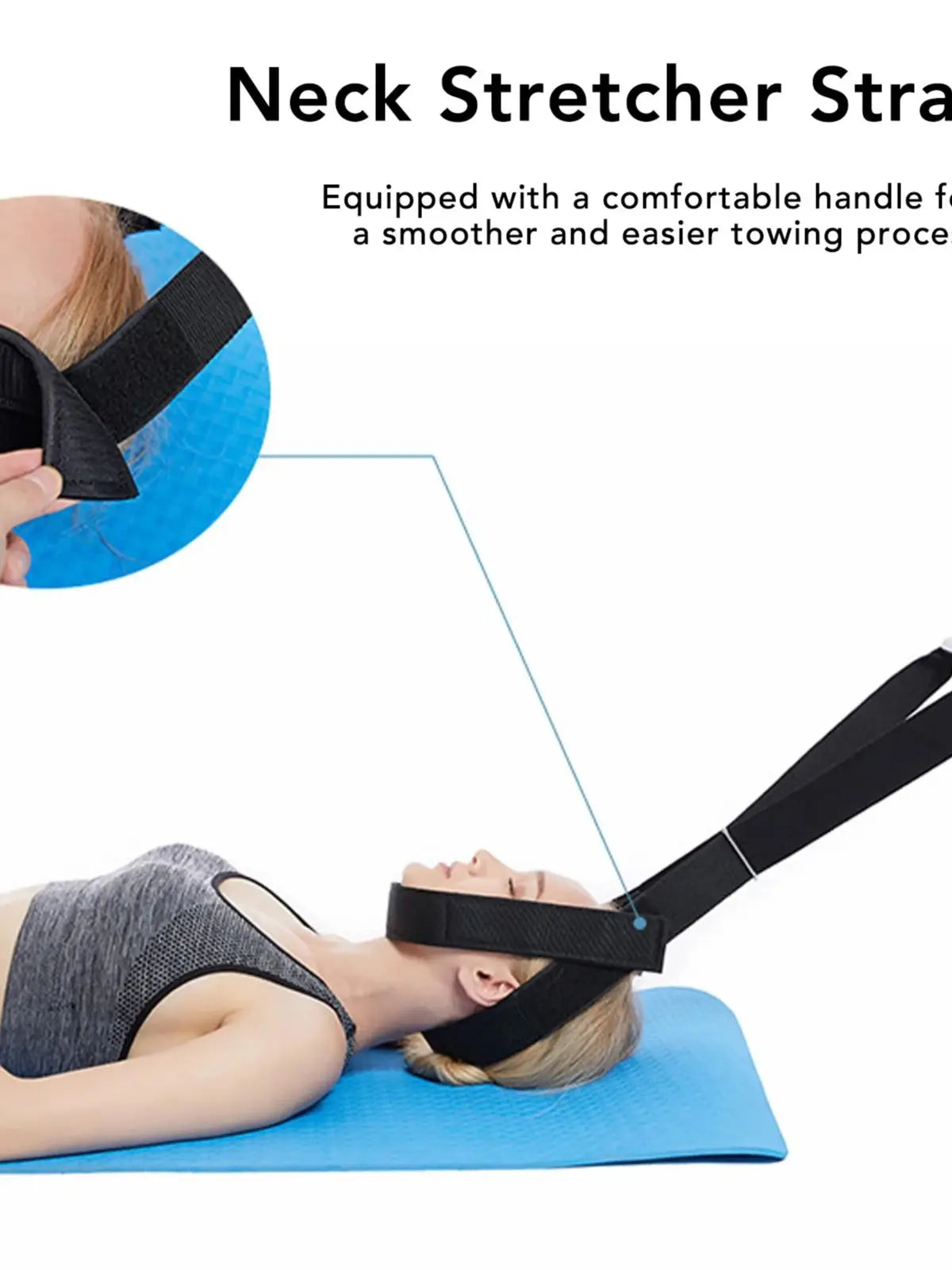 Neck Stretcher Strap Chiropractic Decompression Comfortable Handle Cervical Traction Pull Device with Chin Strap