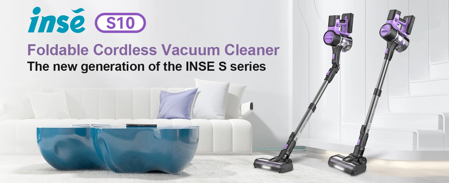 INSE S10 Cordless Vacuum Cleaner, 6-in-1 Stick Vacuum with 30Kpa 350W Suction, Max 50 Min Runtime Rechargeable Vacuum for Home