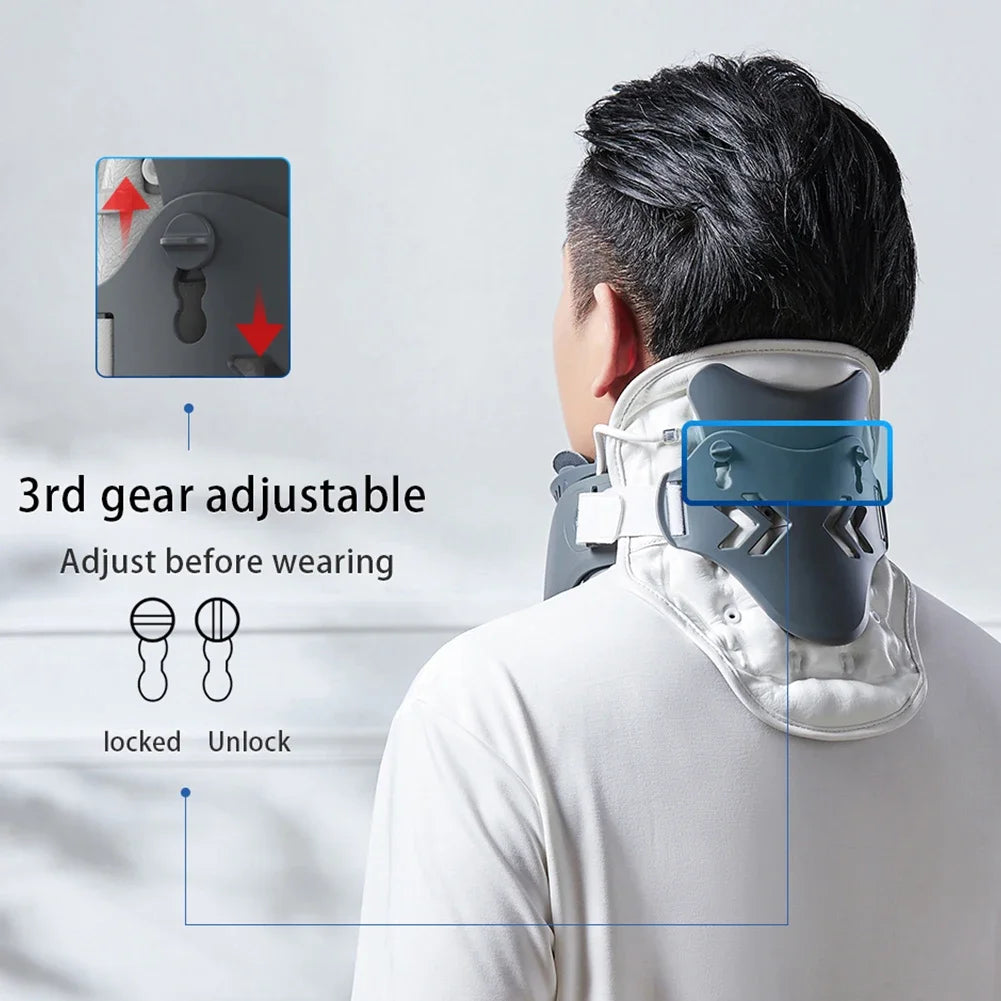 Neck Traction Device Adjustable Ergonomic Neck Stretcher with Airbag Support Cervical Collar Stretch Neck Shoulder Relaxer