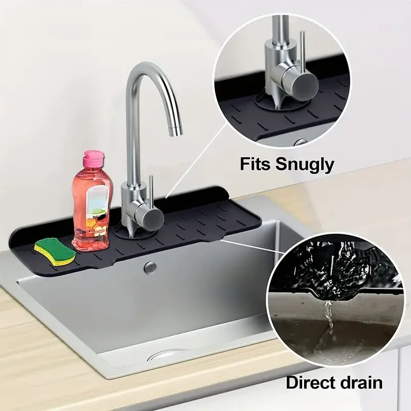 Faucet Absorbent Mat Silicon Kitchen Sink Splash Guard Drain Pad Water Splash Catcher Mats Countertom Countertop Protect Gadgets