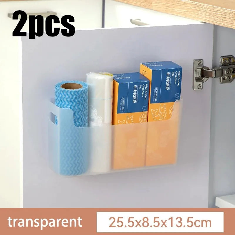 Kitchen Organizer Wall-mounted Kitchen Storage Organization Plastic Storage Rack Punch-Free Dish Drying Rack Accessories Shelf