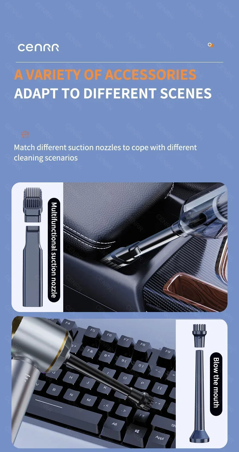CENRR 998000PA Car Vacuum Cleaner Mini Powerful Wireless Handheld Home Appliance Cleaning Machine Portable Car Vacuum Cleaner