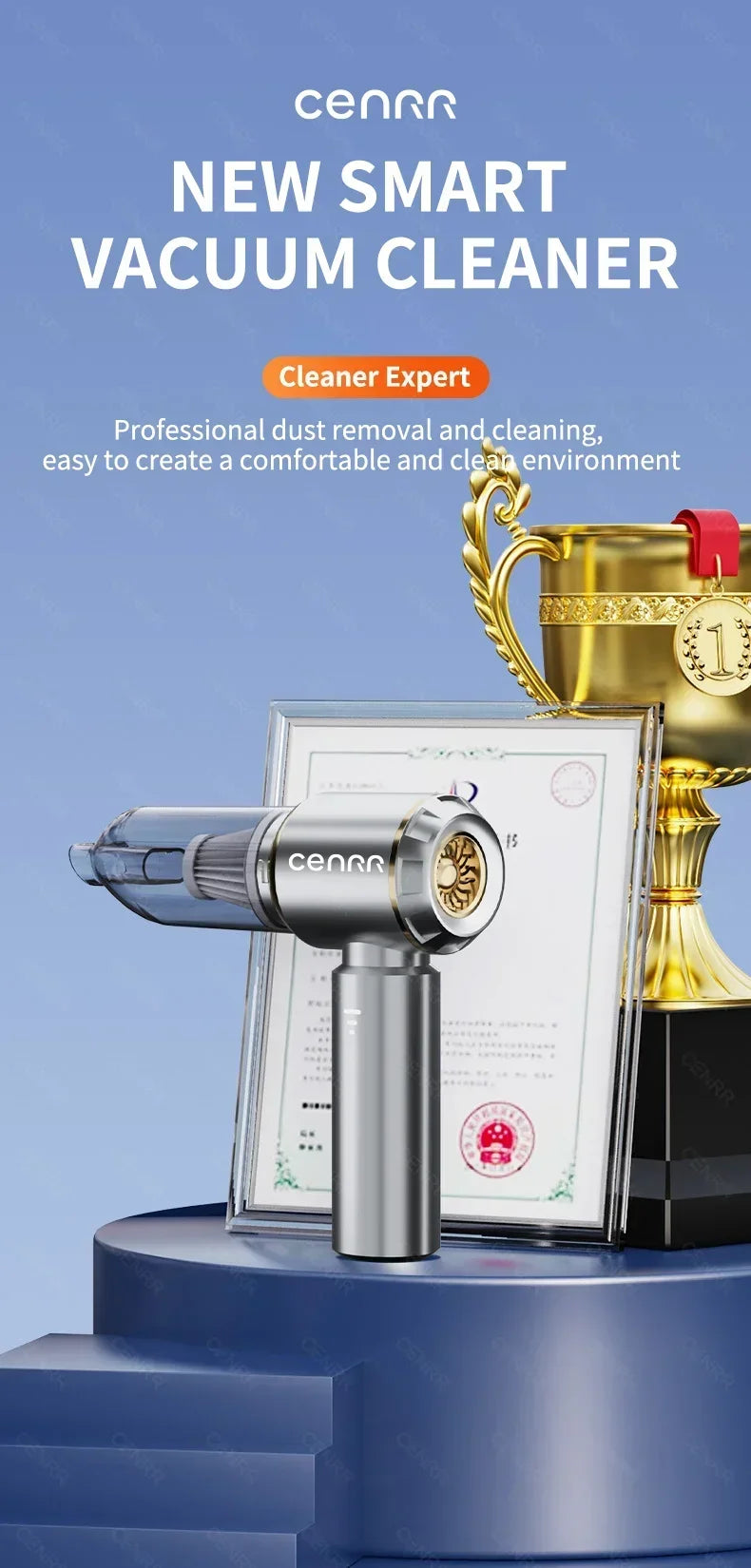 CENRR 998000PA Car Vacuum Cleaner Mini Powerful Wireless Handheld Home Appliance Cleaning Machine Portable Car Vacuum Cleaner