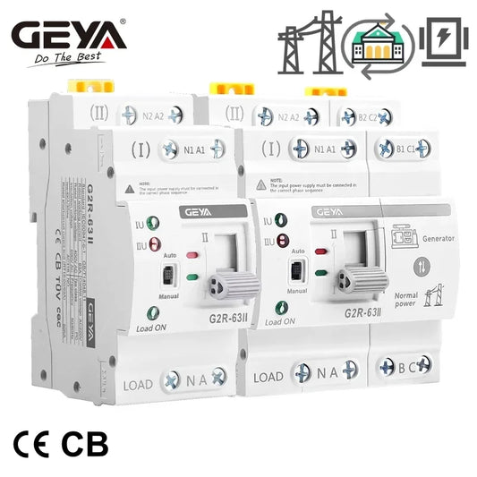 GEYA G2R Smart ATS Din Rail Dual Power Automatic Transfer Switch with Voltage Protection 2P 4P 63A 220V Uninterrupted Power